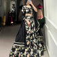 Lorenvalley Black Tussar Silk Floral Printed Lehenga Choli | Swadesiicart