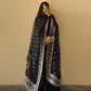 Lorenvalley Black Faux Georgette Yoke and Sleeve Potli Button Work Kurta Palazzo With Dupatta Set | Swadesiicart