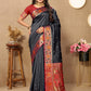 Lorenvalley Fashion Black Soft Paithani Silk Woven Design Rich Meenakari Zari Weaving Pallu Saree - Swadesiicart