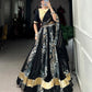 Lorenvalley Rayon and Tussar Silk Black Plain And Printed With Embossed Design Gota Lace Lehenga Choli with Dupatta | Swadesiicart
