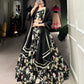 Lorenvalley Black Tussar Silk Floral Printed Lehenga Choli | Swadesiicart