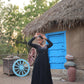 Lorenvalley Black Rayon Fabric With Real Mirror Work Gown | Swadesiicart