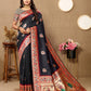 Lorenvalley Fashion Black Soft Paithani Silk Woven Design Rich Meenakari Zari Weaving Pallu Saree - Swadesiicart