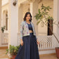 Lorenvalley Black Premium Chinnon Lehenga Choli with Jacquard Woven Design Koti | Swadesiicart