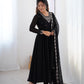 Lorenvalley Black Faux Georgette Fancy Embroidery Beads And Jari Work Anarkali Kurta Palazzo With Dupatta Set | Swadesiicart