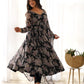 Lorenvalley Pure Faux Georgette Multi Floral Print Fully Flared Anarkali Pant With Dupatta Set - Black | Swadesiicart