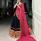 Lorenvalley Black Pure CottonPlain And Original Mirror Gamthi Work Lace Border Lehenga Choli with Dupatta | Swadesiicart