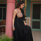 Lorenvalley Black Rayon Fabric with Designer Lace Gown | Swadesiicart