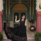 Lorenvalley Black Rayon Fabric with Printed Attached In Frill And Neck Gown | Swadesiicart
