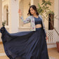 Lorenvalley Black Premium Chinnon Lehenga Choli with Jacquard Woven Design Koti | Swadesiicart