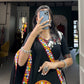 Lorenvalley Black Rayon With Printed Silk Original Mirror Gamthi Work Lehenga Choli With Dupatta | Swadesiicart