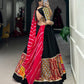 Lorenvalley Black Pure Rayon with Plain And Printed With Original Mirror Gamthi Work And Lace Touch Up Lehenga Choli | Swadesiicart