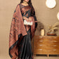 Lorenvalley Fashion Black Soft Katan Silk Woven Design Copper Zari Weaving Saree - Swadesiicart