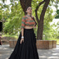 Lorenvalley Black Premium Rayon Lehenga with Georgette Embroidered Traditional Thread work Choli | Swadesiicart