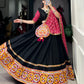 Lorenvalley Black Pure CottonPlain And Original Mirror Gamthi Work Lace Border Lehenga Choli with Dupatta | Swadesiicart
