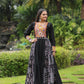 Lorenvalley Black Rayon Contrast of Printed with Kutchi Gamthi work Gown | Swadesiicart