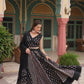 Lorenvalley Black Rayon Gota Patti Lace Printed Kali Pattern Lehenga Choli with Dupatta | Swadesiicart
