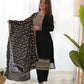 Lorenvalley Black Vichitra Silk Embroidery Sequence and Dori Thread Work Kurta Trousers with Dupatta Set | Swadesiicart