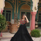 Lorenvalley Black Rayon Fabric with Kutchi Gamthi Kodi work Gown | Swadesiicart