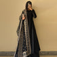 Lorenvalley Black Faux Georgette Yoke and Sleeve Potli Button Work Kurta Palazzo With Dupatta Set | Swadesiicart