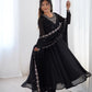 Lorenvalley Black Faux Georgette Fancy Embroidery Beads And Jari Work Anarkali Kurta Palazzo With Dupatta Set | Swadesiicart