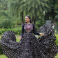 Lorenvalley Black Cotton Printed With Kutchi Gamthi Work and Kodi Lace Gown | Swadesiicart