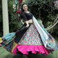 Lorenvalley Black Premium Rayon Lehenga with Choli with Digital Printed with Gotta Patti Lace Border Dupatta Set | Swadesiicart