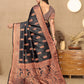 Lorenvalley Fashion Black Soft Katan Silk Woven Design Copper Zari Weaving Saree - Swadesiicart