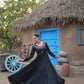 Lorenvalley Black Rayon Fabric With Real Mirror Work Gown | Swadesiicart