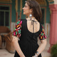 Lorenvalley Black Rayon Fabric with Kutchi Gamthi Kodi work Gown | Swadesiicart