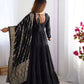 Lorenvalley Women Pure Roman silk Chanderi Fabric Layer Gathering Anarkali Kurta Pant With Dupatta Set | Swadesiicart