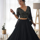 Lorenvalley Black Faux Georgette Plain Micro Cotton Full Inner with Canvas Patta Double Lining Lehenga Choli | Swadesiicart