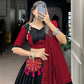 Lorenvalley Pure Black Cotton Plain And Gamthi Patch Work With Gota Patti Lehenga Choli with Dupatta | Swadesiicart