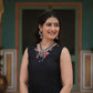 Lorenvalley Black Rayon Fabric with Printed Attached In Frill And Neck Gown | Swadesiicart