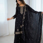 Lorenvalley Black Soft Crunchy Silk with Embroidery Sequence and Jari Work Kurta Palazzo with Dupatta | Swadesiicart