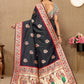 Lorenvalley Fashion Black Soft Paithani Silk Woven Design Rich Meenakari Zari Weaving Pallu Saree - Swadesiicart