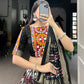 Lorenvalley Black Tussar Silk Leheriya Print with Foil Print and Paper Mirror Work Lace Lehenga Choli with Dupatta | Swadesiicart