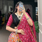 Lorenvalley Black Pure CottonPlain And Original Mirror Gamthi Work Lace Border Lehenga Choli with Dupatta | Swadesiicart