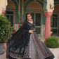 Lorenvalley Black Rayon Gota Patti Lace Printed Kali Pattern Lehenga Choli with Dupatta | Swadesiicart