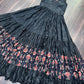 Lorenvalley Black Rayon Fabric with Printed Attached In Frill And Neck Gown | Swadesiicart