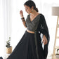 Lorenvalley Black Faux Georgette Plain Micro Cotton Full Inner with Canvas Patta Double Lining Lehenga Choli | Swadesiicart