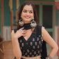 Lorenvalley Black Rayon Gota Patti Lace Printed Kali Pattern Lehenga Choli with Dupatta | Swadesiicart