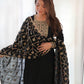 Lorenvalley Black Vichitra Silk Embroidery Sequence and Dori Thread Work Kurta Trousers with Dupatta Set | Swadesiicart