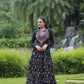 Lorenvalley Black Cotton Printed With Kutchi Gamthi Work and Kodi Lace Gown | Swadesiicart