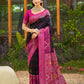 Anaita Black Soft Silk Saree With Floral Printed Work With Blouse
