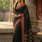 Anaita Black Silk Woven Saree With Blouse