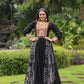 Lorenvalley Black Rayon Contrast of Printed with Kutchi Gamthi work Gown | Swadesiicart