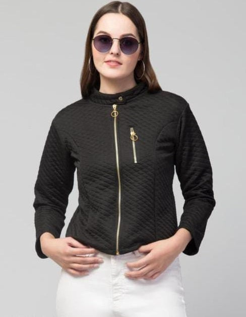PAVONINE Black Color Burfi-Design Zipper Jacket For Girls | Swadesiicart