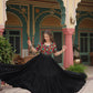 Lorenvalley Black Rayon Fabric with Kutchi Gamthi Kodi work Gown | Swadesiicart