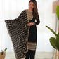 Lorenvalley Black Vichitra Silk Embroidery Sequence and Dori Thread Work Kurta Trousers with Dupatta Set | Swadesiicart